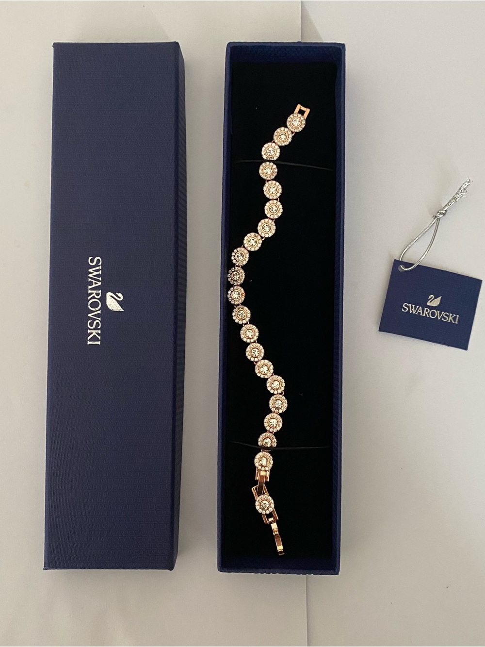 $269 Swarovski Rose Gold Crystal Pave Circle Link Bracelet 03
